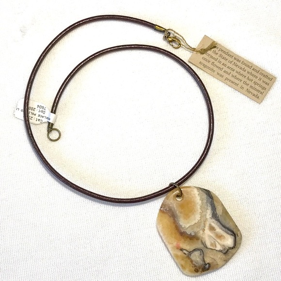Jewelry - Unique Aragonite Pendant on Leather Cord